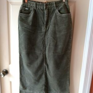 Ethyl olive green corduroy skirt size 10